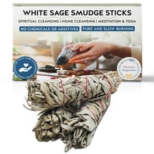 California White Sage Smudge Sticks 3-Pack - Home Cleansing, Meditation, Spir...