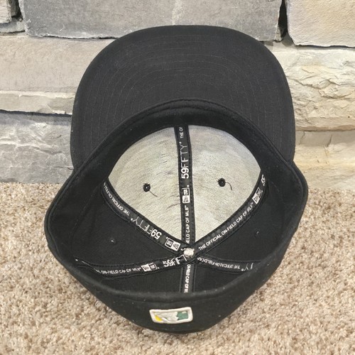 Oakland Athletics A's New Era Fitted Black Cap - 7-3/8 Black - On-Field 59FIFTY - Picture 7 of 13