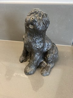 Old English Dulux Sheep Dog Figurine Ornament Bronze Effect Resin 5inch