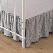 Gonna letto queen size con volant 14 pollici angoli spacco a goccia boho shabby chic bianca