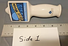 BLUE MOON - BELGIAN WHITE - BEER TAP HANDLE (SHORTY 7") - CERAMIC - 3 Sided