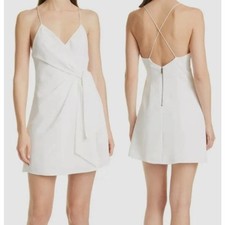 Alice + Olivia Katie Sleeveless Crossback Strap Wrap Mini Dress White 10
