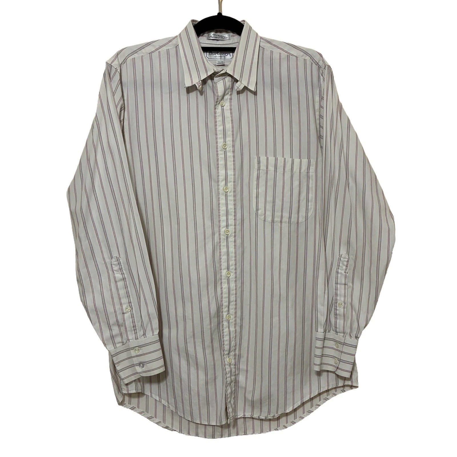 Camicia elegante vintage Burberry's Of London a righe con bottoni uomo manica lunga 15 5