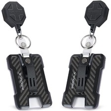 2 Pack Retractable Badge Holder Carbon Fiber Texture and Heavy Duty Retractab...