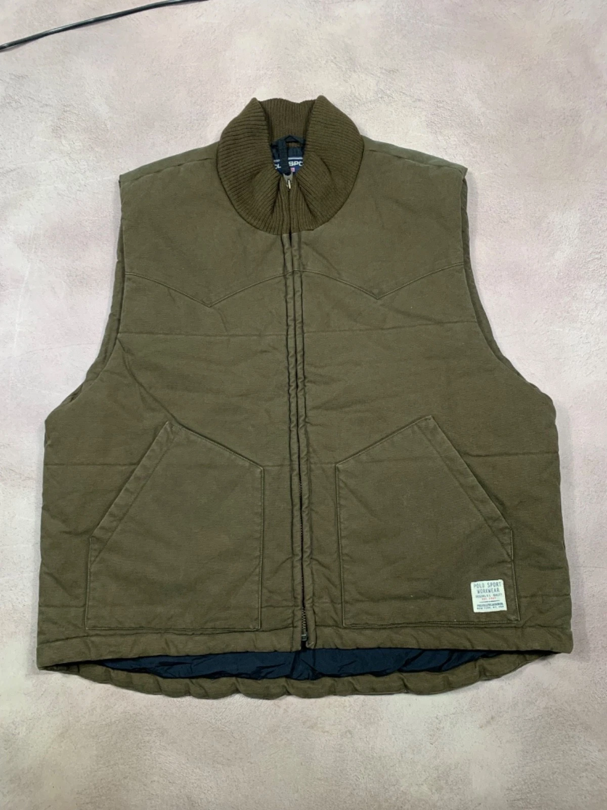 Polo Ralph Lauren Vest Men Large Workwear Duck Canvas Sport Lined Rugged Thermal