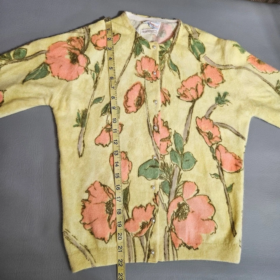 Cárdigan Angelon by Darlene Angora Lana de Cordero Floral De Colección Foto 4 de 4