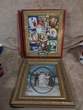 Merck Family's Old World Christmas Gold Framed Shadow Box Print Snowman 85004 