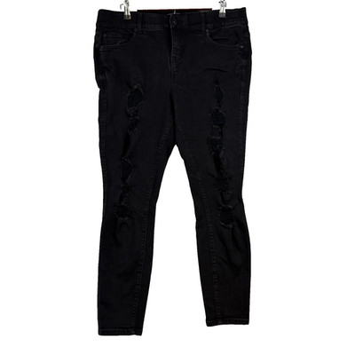 Torrid Bombshell Skinny Jeans Womens 16S Black Distressed Stretch Plus Denim