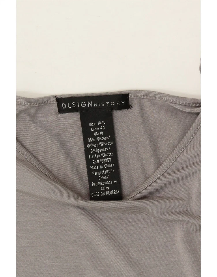 Vestido básico sin mangas DESIGN HISTORY para mujer Reino Unido 14 grande gris viscosa AZ05 Foto 3 de 3