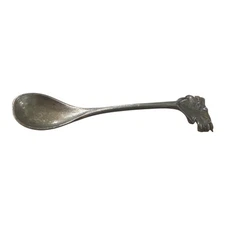 Miniature 2” Spoon Ladle Silver Tone Leaf Accent Dollhouse Playtime Vintage Mini