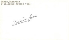 Zacharius Paris Signed 3x5 Index Card Cut Astros Autograph Den