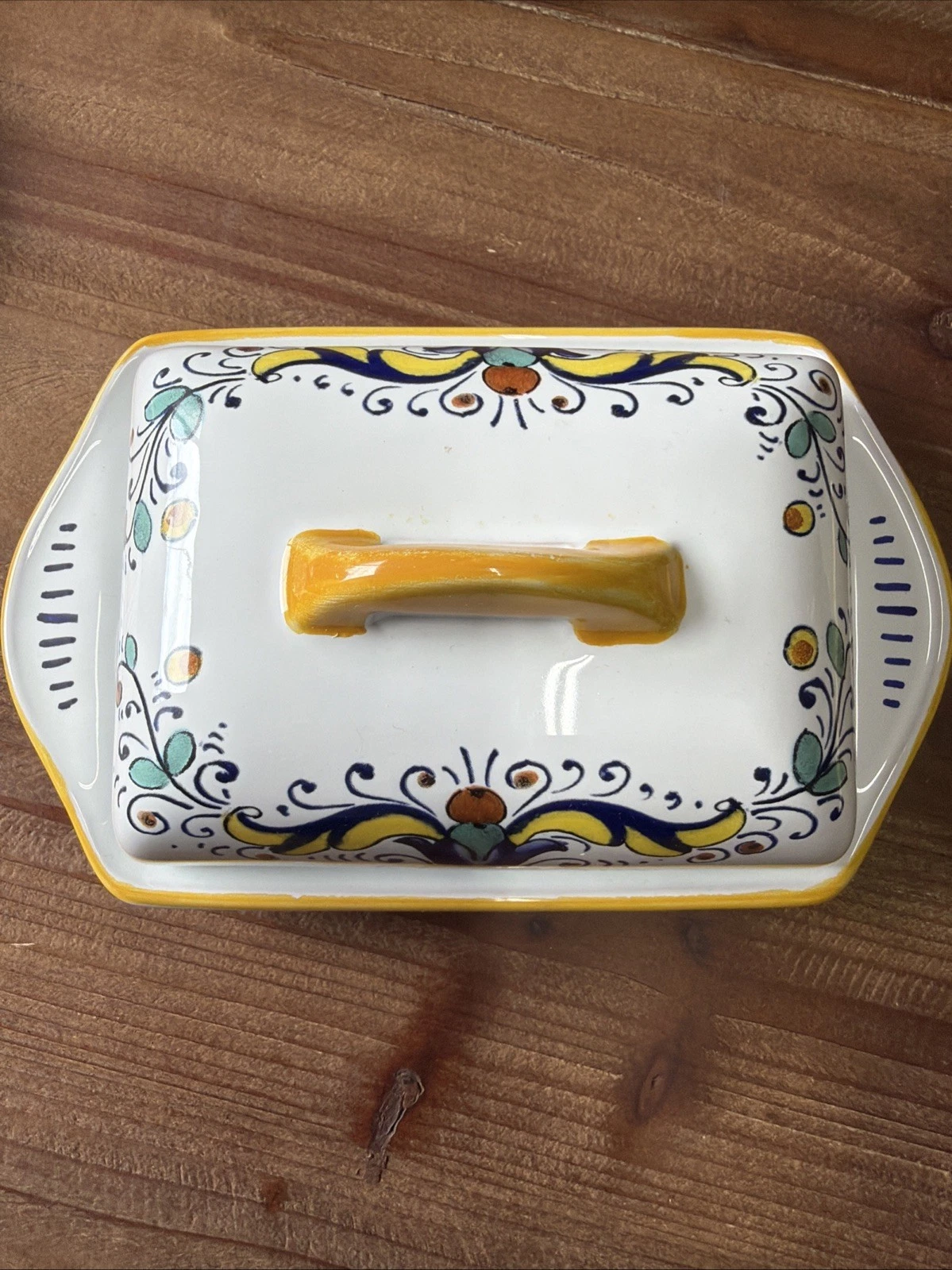 Durata Italy Hand painted Butter dish for Sur La Table