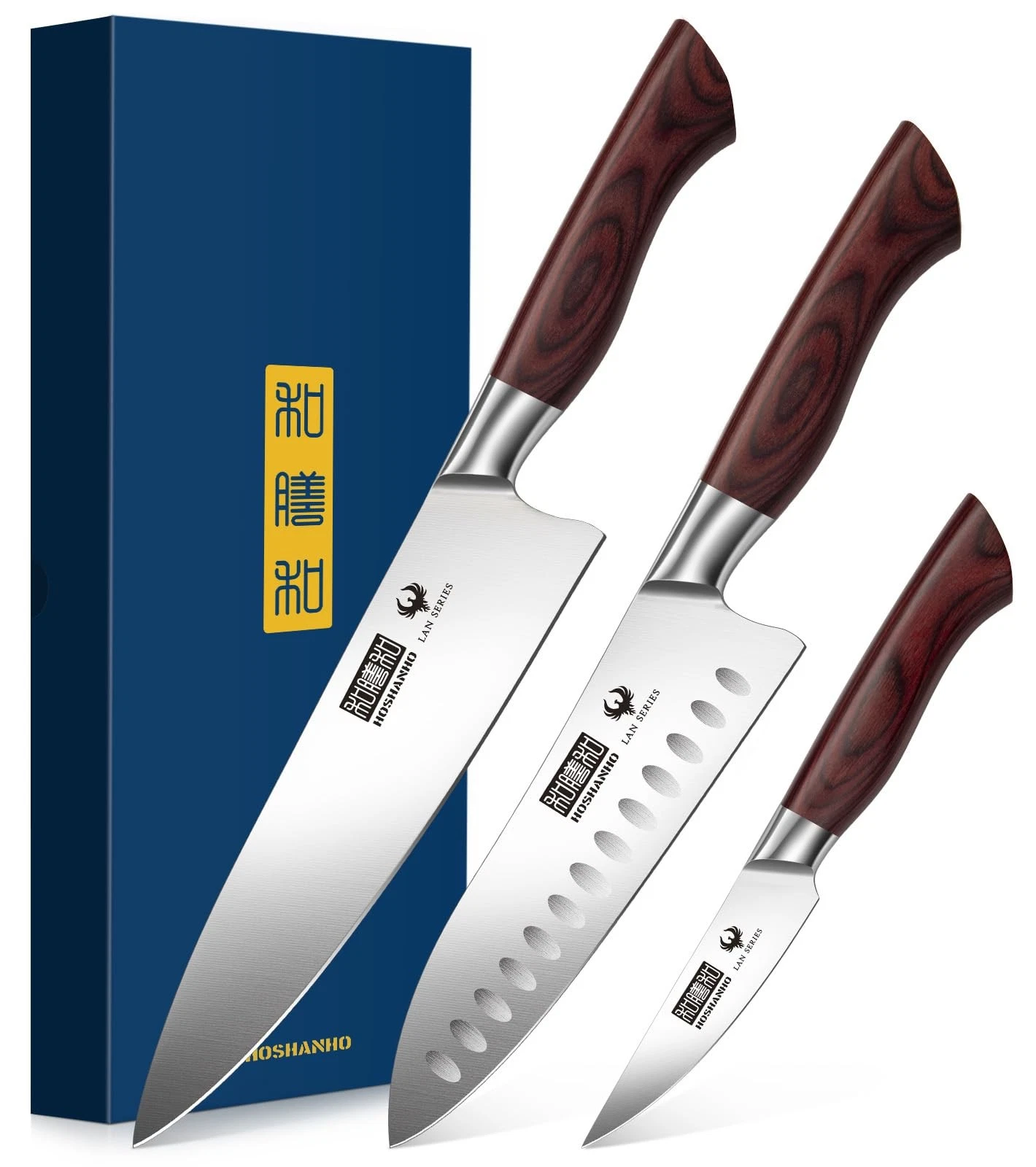 3-Piece Kitchen Set, Ultra Sharp Chef/Santoku/Paring ,Professional High Carbo...