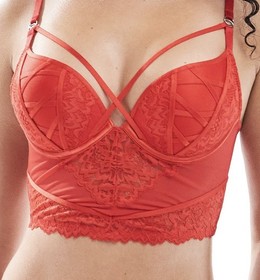 Ann Summers Sweet Surrender Padded Lace Mesh Corset Bustier Red UK 8 B-C Xmas 