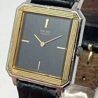 Vintage Seiko Watch Men 26mm Gold Silver Tone 6020-5069 Black Dial New Battery