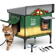 Heated Cat House for Outdoor: Weatherproof Outside Cat Shelter, Insulated Cat...