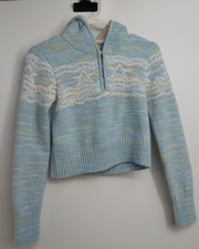 No Boundaries 1/4 ZIPPED FLEECE HOODIE MULTICOLORED WITH STARS JUNIORS SZ M