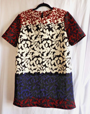 Zara Women's Burgandy Blue Multicolor Floral Short Sleeve Mini Dress Size M NWOT