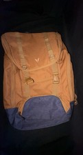 Mochila de patinaje Bondka marrón mostaza y azul carga superior para computadora portátil lateral