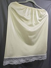 Half Slip Buttercream Yellow Nylon Half Slip White Lace Trim 28"-34" Waist