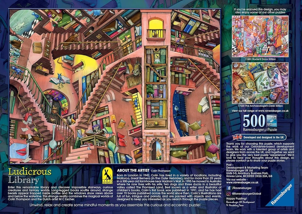 Ravensburger Colin Thompson The Ludicrous Library 500 Piece Jigsaw Puzzle for Ad - Image 3 of 4