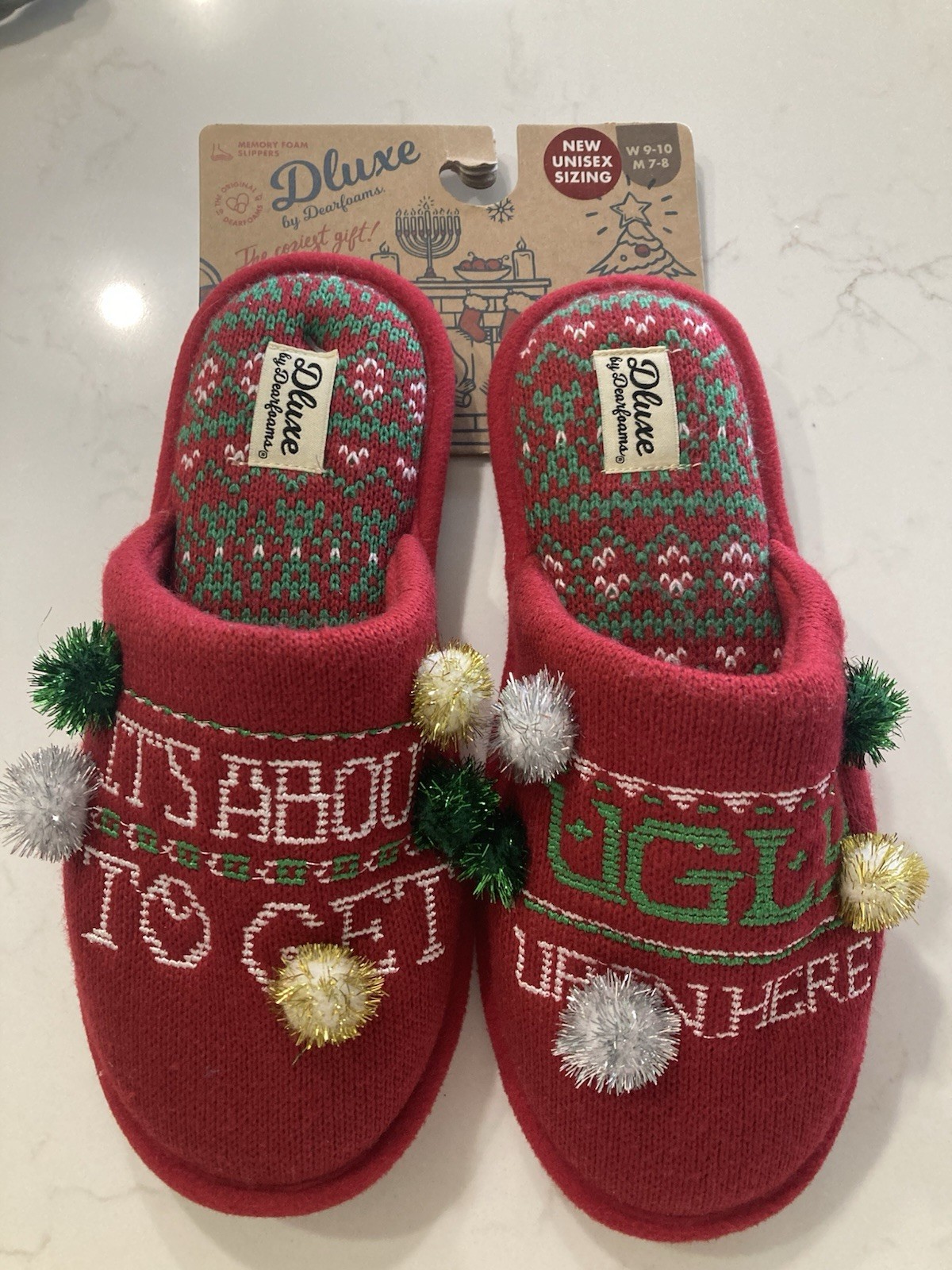 APL Dearfoams DELUXE Pantofole Vacanze Uomo Donna Natale "