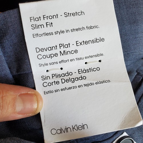 Calvin Klein Big Boys Slim-Fit Plain Weave Machine Washable Suit Pants Size 8 - Picture 8 of 12