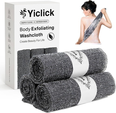 #ad 3pc Blissal Exfoli Ating Shower Towel Back Wash Cloth Body Scrubber Exfoliator $15.81