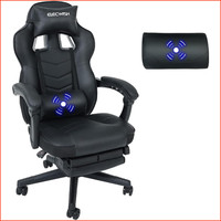 Gaming Stuhl Ergonomisch HöHenverstellbar Schwarz Mit KopfstüTze Und FußStüTze