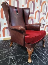 Parker Knoll Wing Back Chair (PK 720 MK4) burgundy leather studded
