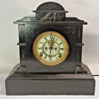 Ansonia black Belgium Marble mantel clock  with Working Open Escapement Movement