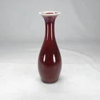 P0944: Chinese porcelain ware flower vase with appropriate cinnabar glaze