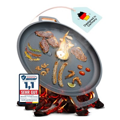 Feuerplatte aus Gusseisen Ø35cm Plancha Grillplatte Rund Raketenofen Guss Grill