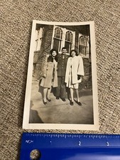 WWII Photo US Army Soldier And Two Well Dressed Sweethearts Pose