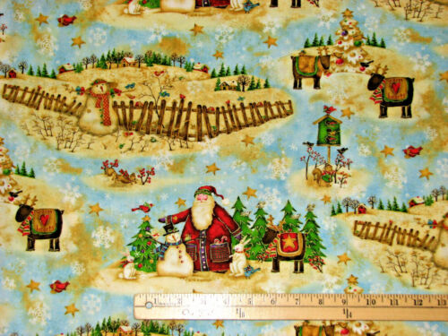 Santa's Journey Winter Scene Reindeer Christmas Fabric 1/2 Yard #23835 - Picture 3 of 3