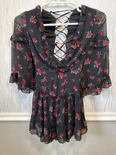 Forever 21 Dress Womens Small Floral Paisley Open Back Fairygoth Coquette y2k