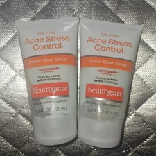 Neutrogena Oil Free Acne Stress Control Power Clear Scrub 4.2 Oz Lot Of 2