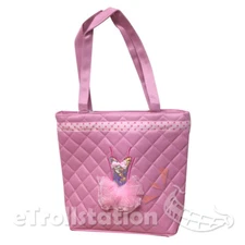 New Girls Light Pink Tote Dance Bag Dance Quilted 3D Dress Ballet Tutu on Front
