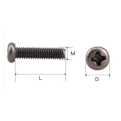 Titanlegierung TA2 Kreuzschlitz Runde Pfannenkopf Maschinenschraube M1.4 M1.6 M2 M3 M4 - Bild 2 von 6