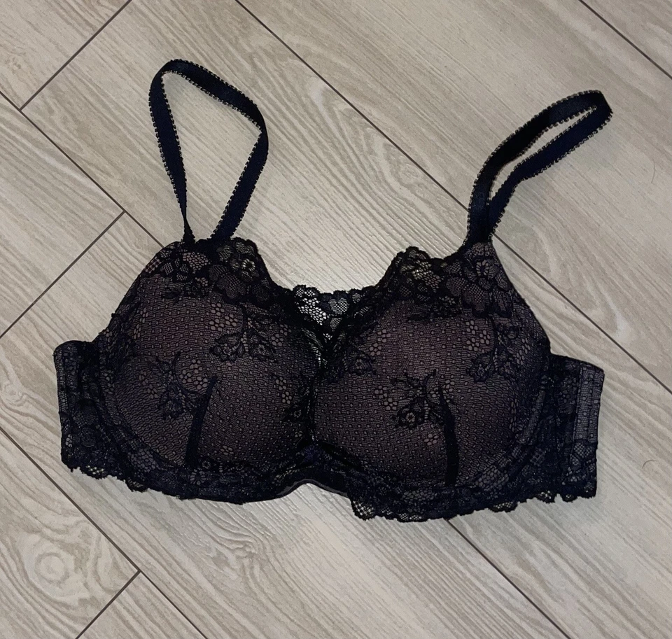 Sujetador Push Up Ambrielle Extreme Acolchado Cami Encaje Con Aros Mujer 34B Negro Foto 2 de 4