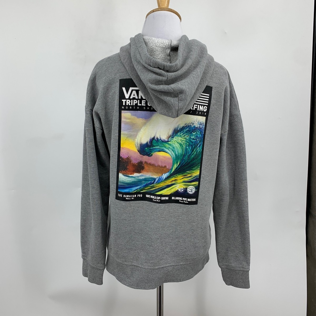 Vans Hoodie Women XS Gray Triple Crown Surfing Full Zip Fleece