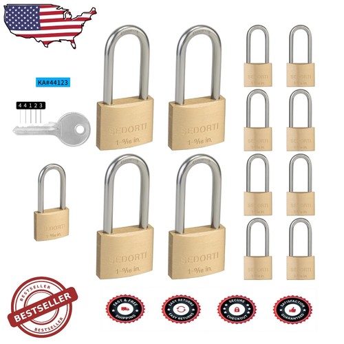 AHANDMAKER 18 Pack Keyed Alike Padlocks Solid Brass 1 34in Small Padlock With 3 Keys For Storage Unit Sheds Garage Door Storage Unit Gym Fence Luggage Locks - View #2