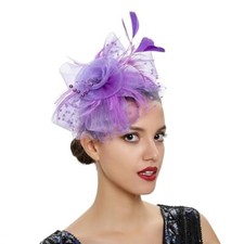 Fascinators Hat for Women Tea Party Headband Kentucky Derby One Size Purple