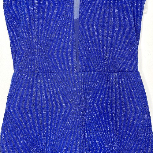 Charlotte Russe Electric Blue Cutout Halter Mini Dress XS Metallic Semi Formal - Picture 5 of 17