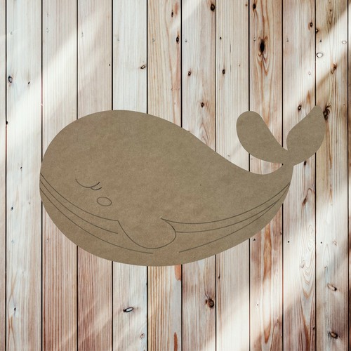 Large Whale Cutout Shape, DIY Art Craft Shape Engraved Wooden Paint by Line - Picture 3 of 4
