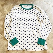 NEW The Company Store star long sleeve pajama top white green blue extra small