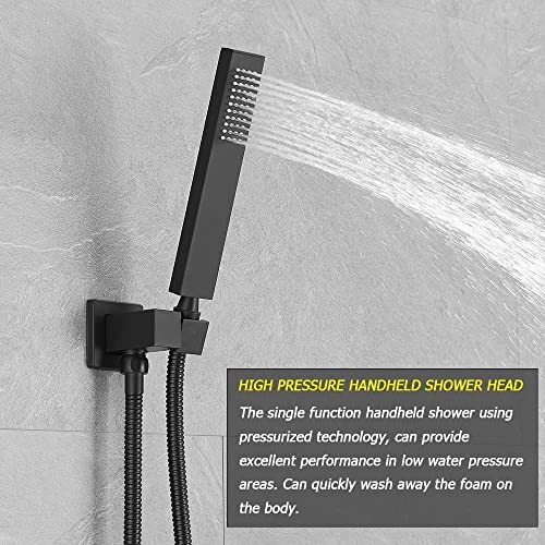 Shower System with High Pressure 8'' Matte Black Shower Faucet with Handheld - Picture 6 of 8