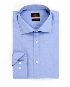 $125 Alfa Perry Extra Slim Fit Blue Spread Collar Dress Shirt 14.5 34/35 Small | eBay