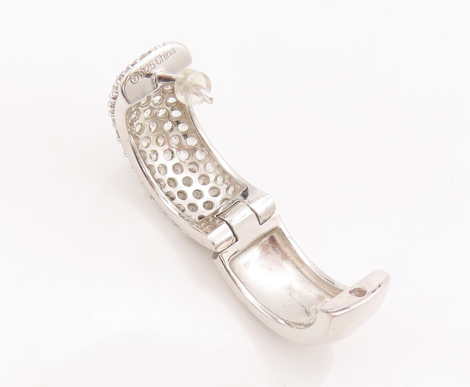 Pendientes vintage de plata de ley 925 con incrustaciones de topacio macizo aros anchos EG12886 Foto 3 de 4