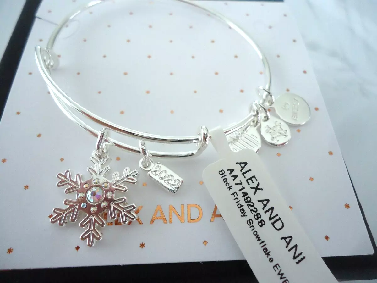 Alex and Ani BLACK FRIDAY SNOWFLAKE 2022 Shiny Silver Bangle New W